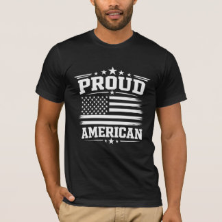 T-shirt Drapeau américain fièrement USA Homme Noir Bella+C