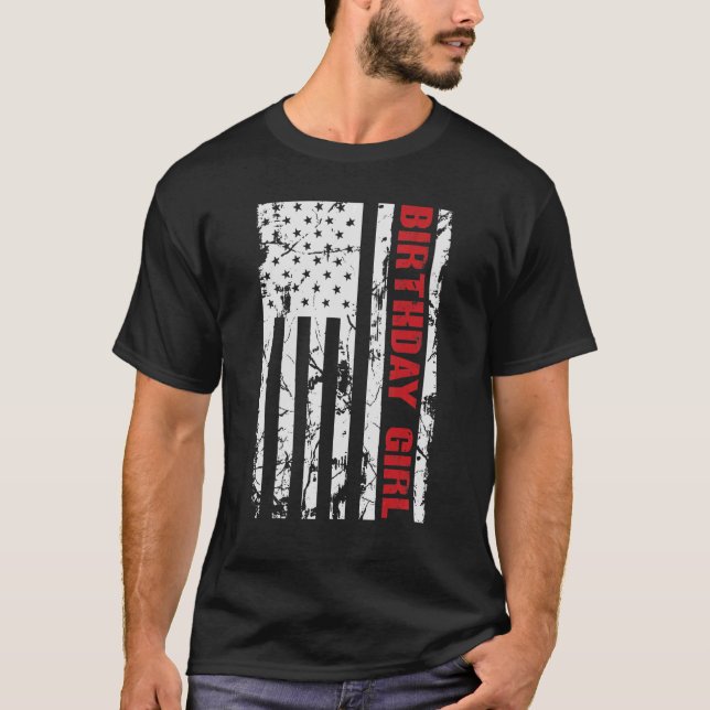 T-shirt Drapeau américain fille anniversaire (Devant)