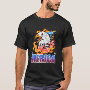 T-shirt Drapeau américain Fire Eagle 4 juillet père de l'A