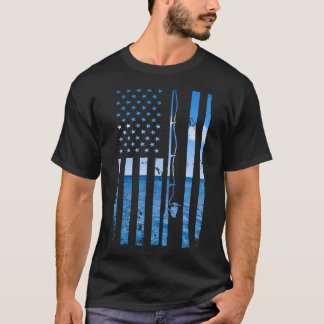 T-shirt Drapeau américain Fisher Pêcheur Funny Bass Fis
