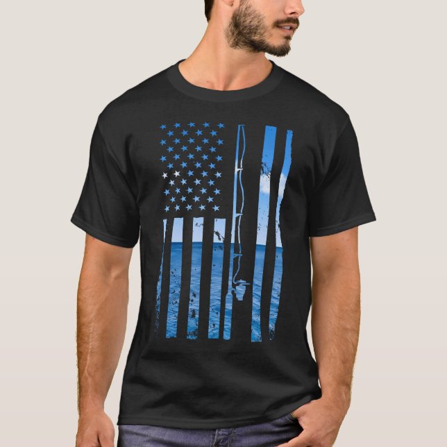 T-shirt Drapeau américain Fisher Pêcheur Funny Basse (Devant)