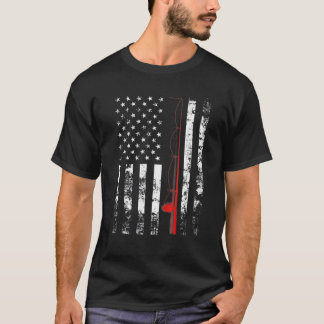 T-shirt Drapeau américain Fishing Rod USA Patriotic Cadeau