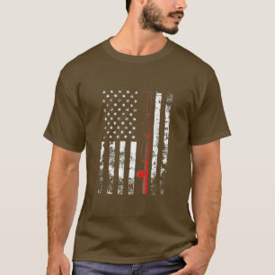 T-shirt Drapeau américain Fishing Rod USA Patriotic Cadeau