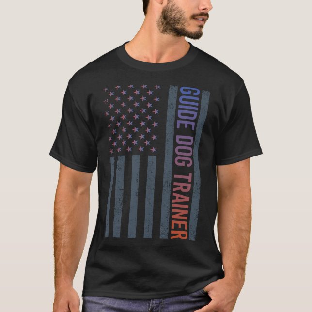 T-shirt Drapeau Américain - Formateur de Chien Guide (Devant)