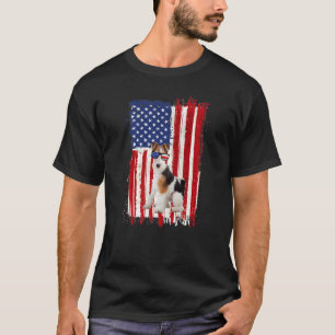 T-shirt Drapeau Américain Fox Terrier Chien 4e De Ju
