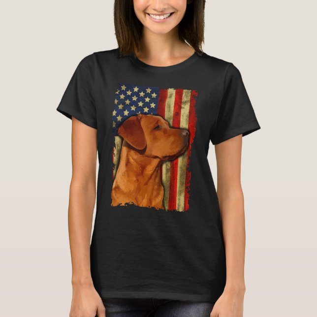 T-shirt Drapeau américain Foxor Labrador Retriever Fox Red (Devant)