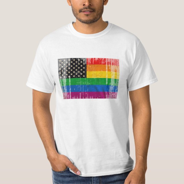 T-shirt Drapeau américain gay (Devant)