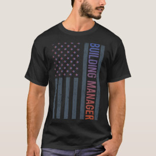 T-shirt Drapeau américain - Gestionnaire de bâtiment
