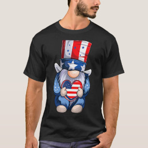 T-shirt Drapeau américain Gnomes 4 juillet mignonne Gnome