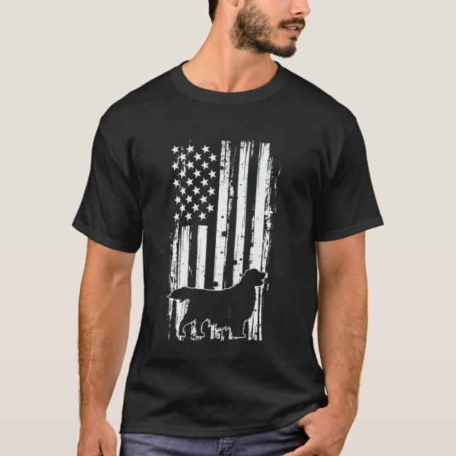 T-shirt Drapeau américain Golden Retriever (Devant)