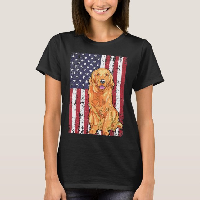 T-shirt Drapeau américain Golden Retriever Patriotic Drape (Devant)