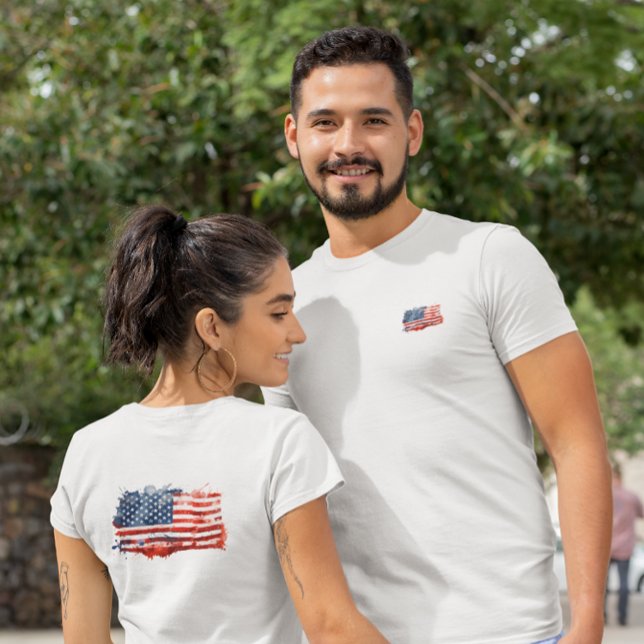 T-shirt Drapeau américain graffiti | Design avant et arriè (Créateur téléchargé)