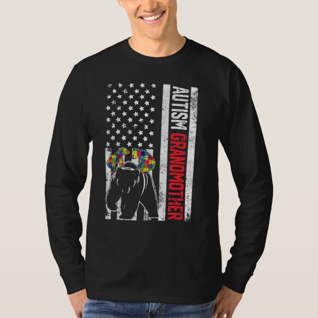 T-shirt Drapeau américain Grand-mère Ours Sensibilisation  (Devant)
