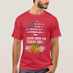 T-shirt Drapeau américain grandi avec racines perses USA P