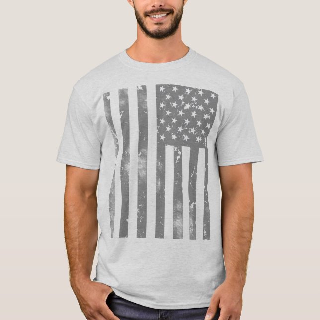 T-shirt Drapeau américain gris très Cool (Devant)
