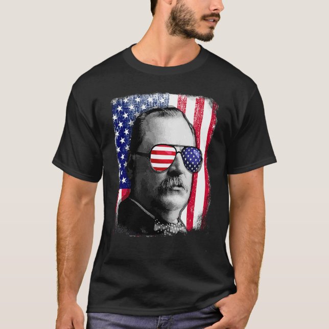 T-shirt Drapeau américain Grover Cleveland 4 juillet (Devant)