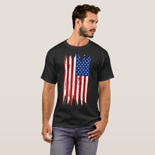T-shirt Drapeau américain Grunge (Devant entier)
