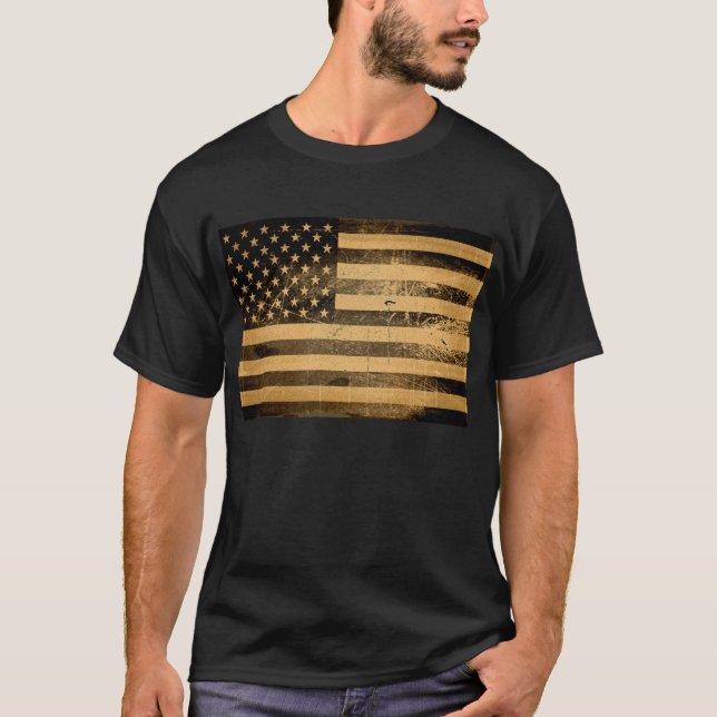T-shirt Drapeau américain Grunge 4 (Devant)