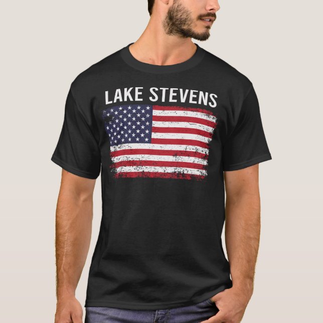 T-shirt Drapeau américain grunge Lake Stevens (Devant)