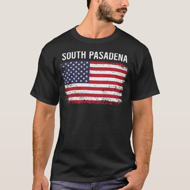 T-shirt Drapeau américain Grunge South Pasadena (Devant)