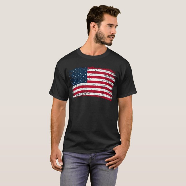 T-shirt Drapeau américain Grungy (Devant entier)