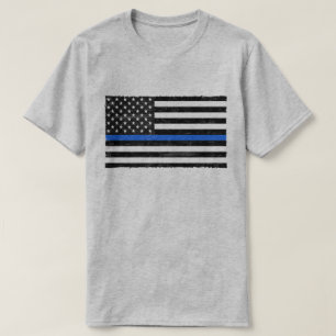 T-shirt Drapeau américain Grungy de la Ligne Bleue Fin