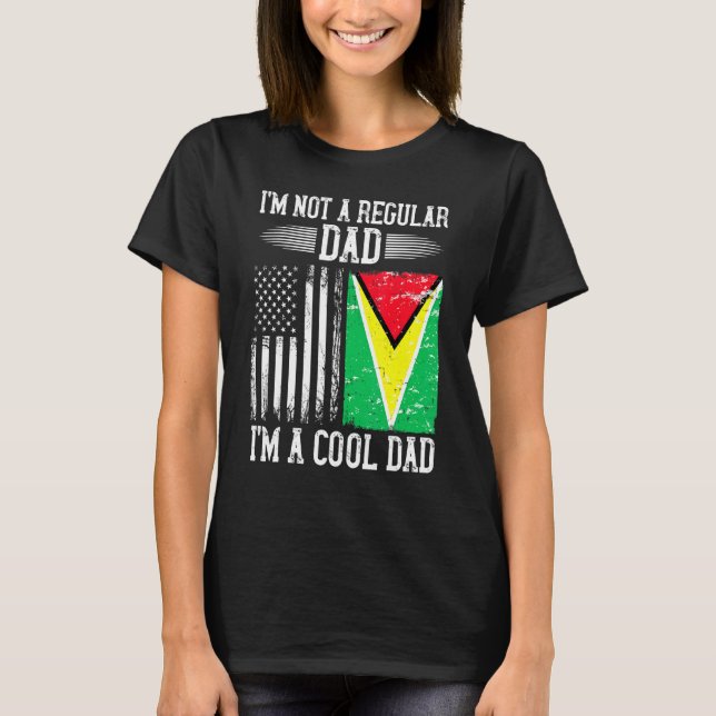 T-shirt Drapeau américain Guyane Papa racine Guyana (Devant)