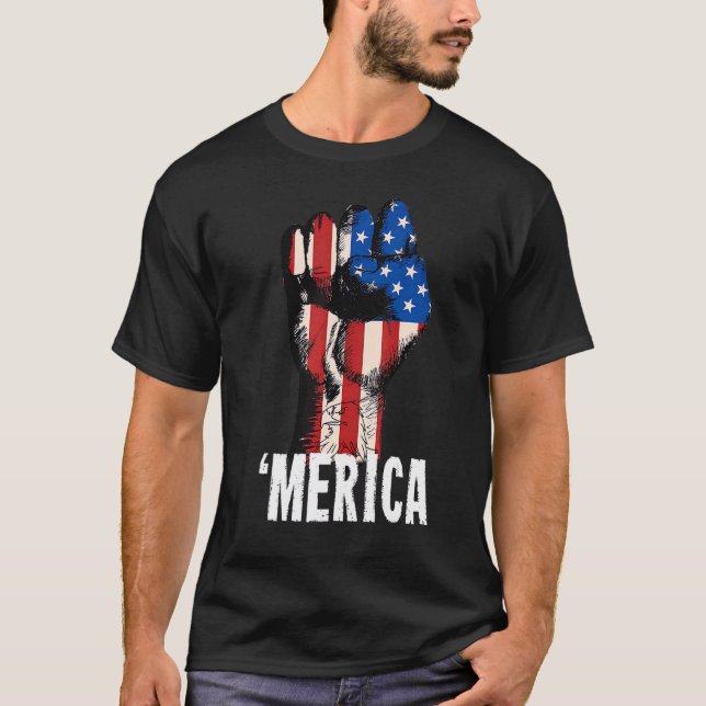 T-shirt Drapeau américain Happy 4 juillet (Devant)
