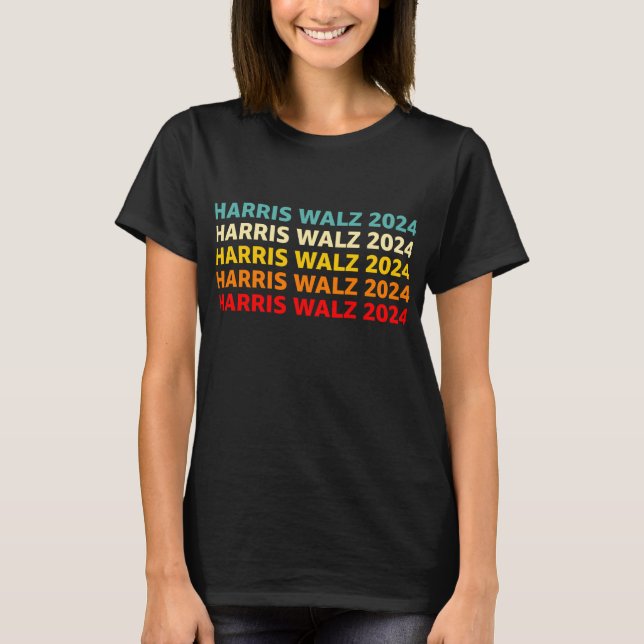 T-shirt Drapeau américain Harris Walz 2024 (Devant)
