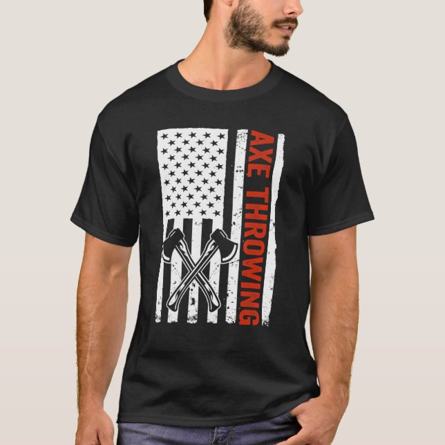 T-shirt Drapeau américain Hatchet Ax Jetant (Devant)