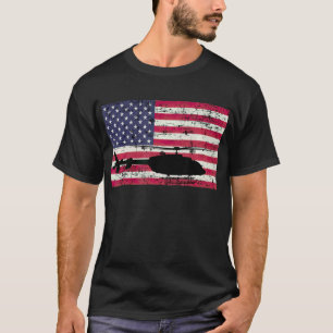 T-Shirt drapeau américain hélicoptère Bell 407 pat