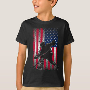 T-shirt Drapeau Américain Hockey Femmes Enfants Hommes