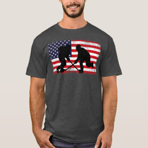 T-shirt Drapeau américain Hockey pour Hommes Femmes Garçon