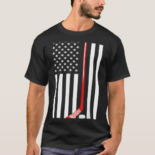 T-shirt Drapeau Américain Hockey Sur Glace Usa Cadeau Patr