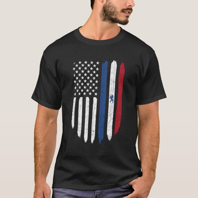 T-shirt Drapeau Américain Hollandais Pays-Bas Root Dad Cad (Devant)