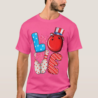 T-shirt Drapeau Américain Hommes Garçons Patriotic Bowling