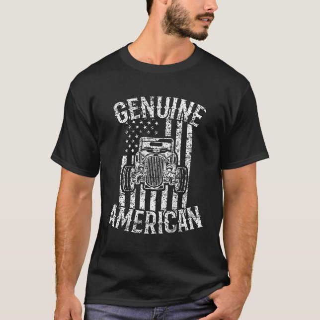 T-shirt Drapeau américain Hot Rodder authentique Usa (Devant)