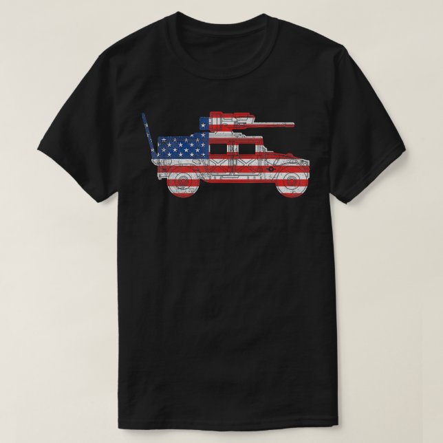 T-shirt Drapeau américain Humvee Véhicule militaire HMMWV  (Design devant)