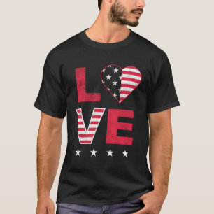 T-shirt Drapeau américain Il Rouge Blanc Bleu 4 juillet Ha