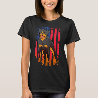 T-shirt Drapeau américain incroyable Rottweiler cadeau Pat