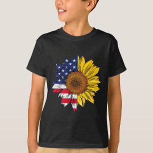 T-shirt Drapeau américain Indépendance du tournesol 4 juil