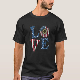 T-shirt Drapeau américain Indépendance tournesol Happy 4e