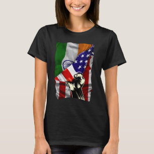 T-shirt Drapeau américain indien à moitié RACINES Drapeau 