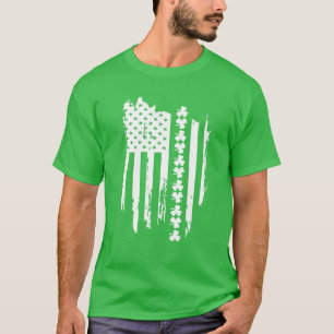 T-shirt Drapeau américain Irlandais Lucky Shamrock St Patr