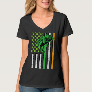 T-shirt Drapeau américain irlandais Pêche St patrick de po