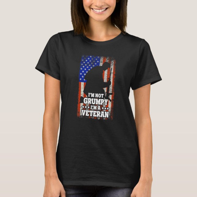 T-shirt Drapeau Américain Je Ne Suis Pas Grumpy Je Suis Un (Devant)