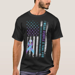 T-shirt Drapeau américain Je porte du violet et du sarcell