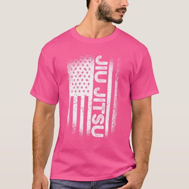 T-shirt Drapeau Américain Jiu Jitsu Brésilien Ju Jitsu Hom (Devant)