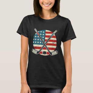 T-shirt Drapeau américain joueur de hockey sur glace patri