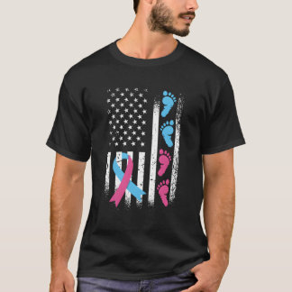 T-shirt Drapeau Américain K Et Bleu Ruban Grossesse Et Inf